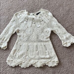 Elegant Cream Crochet Sweater runs smaller than large